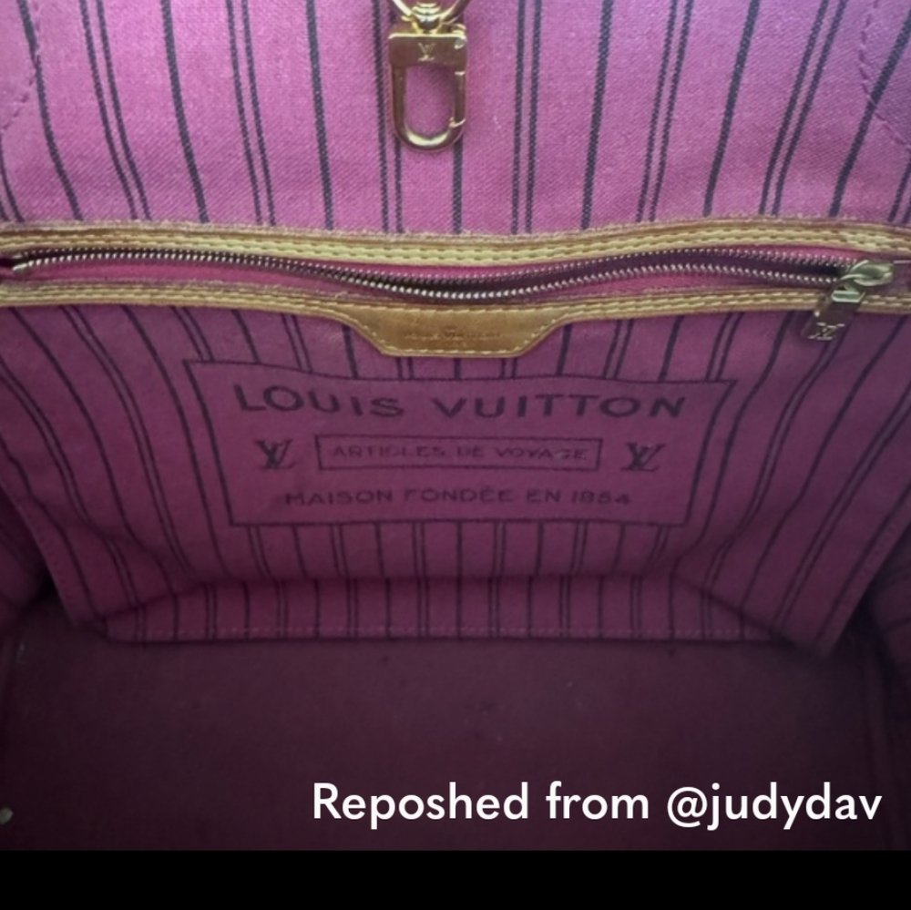 AUTHENTIC Louis Vuitton Neverfull Bag MM Hot Pink Lining Monogram - Picture 3 of 12